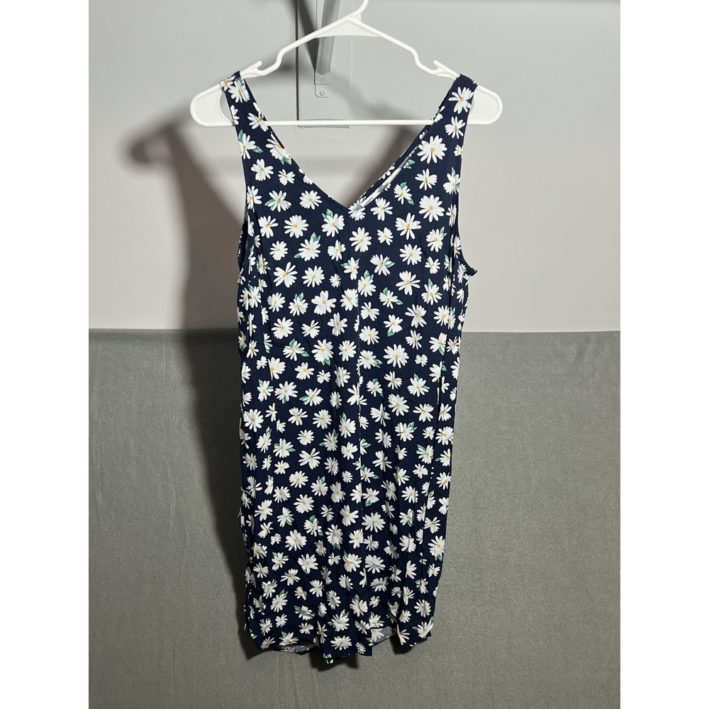 Old Navy Women's Small S Navy Blue Daisy Floral V-Neck Sleeveless Mini Dress NWT